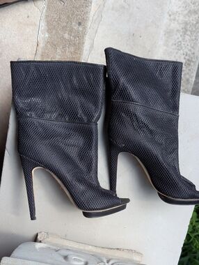 Nwob Black Mesh Peep-Toe Stiletto Booties - Women
